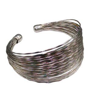Silver Isaac Mizrahi Multi-Cable Cuff Bracelet, Etched  Wire for Maximum Sparkle
